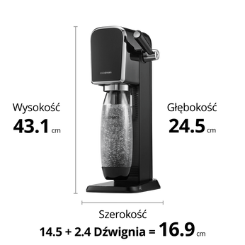 Saturator do wody gazowanej SodaStream ART + 1 butelka + nabój CO2- Czarny