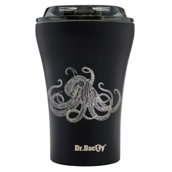 Ceramic mug with lid Dr. Bacty Apollo Octopus - black