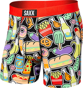 Herren-Schnelltrocknungsboxershorts SAXX VIBE Boxer Brief Fast Food - rot