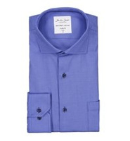 Dobby Royal OxfordLong Sleeve Modern Fit ID - Niebieski