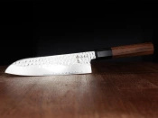 Aka Tori Damaszener-Santokumesser 7" mit Gravur - Tokyo Hammer