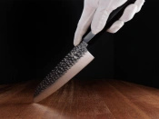 Aka Tori Engraved Damascus Steel 7" Santoku Knife - Tokyo Black