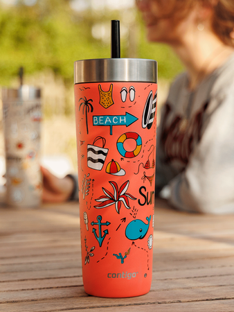 Kubek termiczny ze słomką Contigo Luxe Tumbler 720ml - Summer - Coral