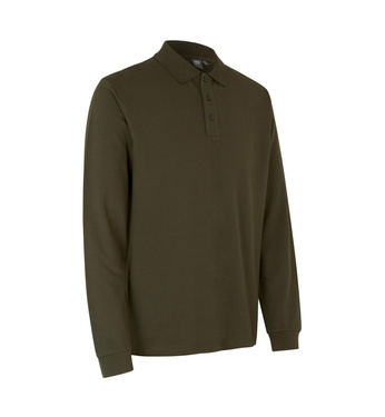 Polo shirt with long sleeves, stretch, from the brand ID - Olive