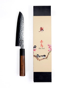 Aka Tori Engraved Damascus Steel 7" Santoku Knife - Tokyo Hammer