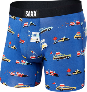 Herren schnell -drying Herrenboxer Saxx Vibe Boxer Brief - Fahrzeuge - Blau