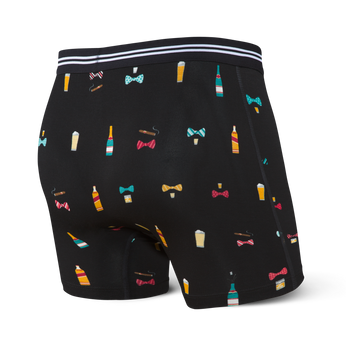 Herren-Schnelltrocknungsboxershorts SAXX VIBE Boxer Brief Alkohol und Fliegen - schwarz