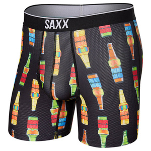 Herren-Sportboxershorts SAXX VOLT Boxer Brief mit Bier und Brille - Schwarz