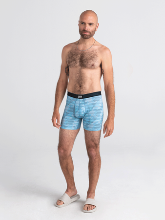 Men's cooling / sport boxer briefs with fly SAXX HOT SHOT Boxer Brief Fly Ice Shelf - blue.