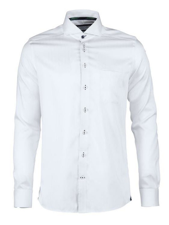 Lila Hemd mit einer Fliege, Größe 44, Slim Fit, von der Marke FROST, weiß/blau.