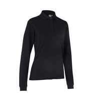 Polo shirt with long sleeves, stretch, women's, brand ID - Black