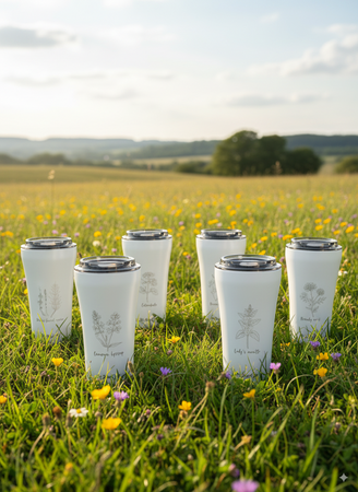 Thermal Coffee Mug Dr.Bacty Apollo 2.0 360 ml "Skrzyp polny"– White