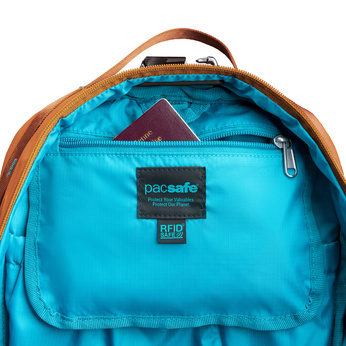 Wasserdichter, diebstahlsicherer Rucksack 18l Pacsafe ECO CX Econyl® - orange