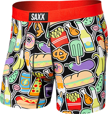 Herren-Schnelltrocknungsboxershorts SAXX VIBE Boxer Brief Fast Food - rot