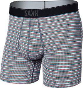 Herren-Trekking- / Sport-Boxershorts mit Reißverschluss SAXX QUEST Boxer Brief Fly - bunte Streifen