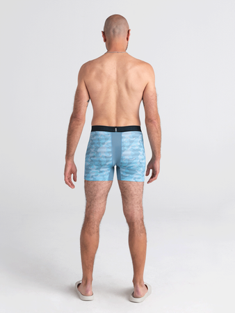 Men's cooling / sport boxer briefs with fly SAXX HOT SHOT Boxer Brief Fly Ice Shelf - blue.