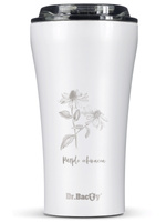 Kubek termiczny na kawę Dr.Bacty Apollo 2.0 360 ml "Jeżówka purpurowa" - Biały