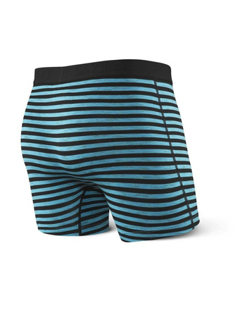 Bokserki męskie szybkoschnące SAXX VIBE Boxer Brief Modern Fit w pasy - czarno-niebieskie
