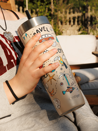 Thermal mug with straw Contigo Luxe Tumbler 720 ml - Summer - Brown Sugar