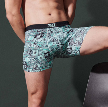 Men's quick-drying SAXX VIBE Boxer Briefs - green dollars.