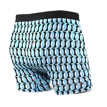 Men's comfortable SAXX ULTRA Boxer Brief Fly march of penguins - blue.