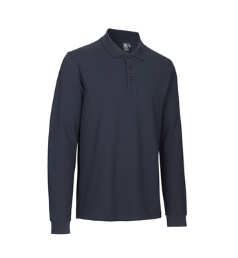 Polo-Shirt mit langen Ärmeln, Stretch, von der Marke ID - Dunkelblau