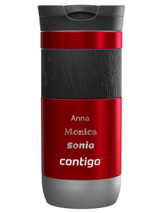 Thermal mug Contigo Byron 470ml  with custom inscription - engraved - Red