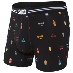 Men's quick-drying SAXX VIBE Boxer Briefs with alcohol and flies - black.