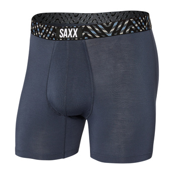 Herren-Schnelltrocknungs-Boxershorts SAXX VIBE Boxer Brief mit gemustertem Gummibund - marineblau