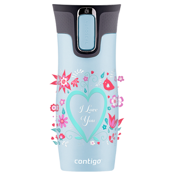 Kubek termiczny Contigo West Loop 2.0 470ml - I love You - Błękitny Mat