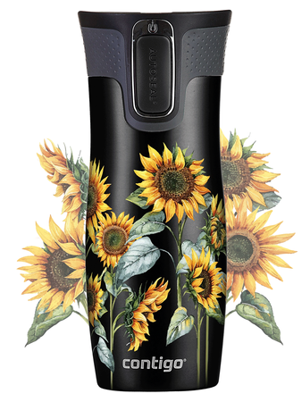 Thermobecher Contigo West Loop 470 ml schwarz - Sonnenblumen