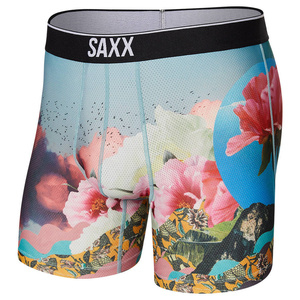 Herren-Sportboxershorts SAXX VOLT Boxer Brief mit Morgenblumen - blau