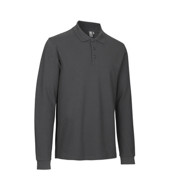 Polo-Shirt mit langen Ärmeln, Stretch, von der Marke ID - Grau