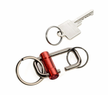 keychain with 3 TROIKA 2-way key rings - red