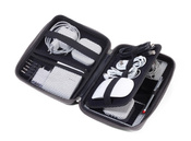 rigid travel organizer TROIKA for cables and charger - grayki.