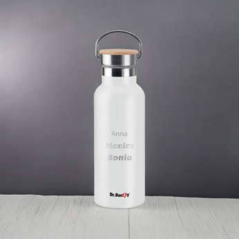 Dr.Bacty Iris 500 ml Thermoflasche - weiß - personalisiert mit Gravur