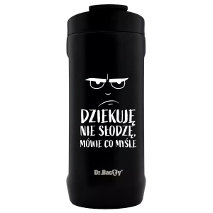 Kubek termiczny do kawy Dr.Bacty Notus 360 ml - Dziękuje, nie słodzę - czarny