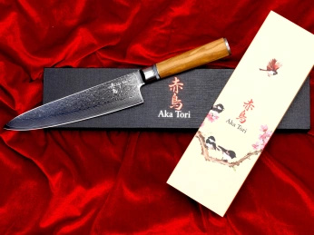 Aka Tori Damaszener-Chefmesser 8" mit Gravur - Kyoto Olive