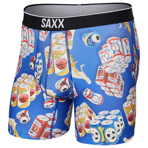 Herren-Sportboxershorts SAXX VOLT Boxer Brief, 6er-Pack in Bierfarbe - blau.