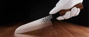 Aka Tori Engraved Damascus Steel 7" Santoku Knife - Tokyo Hammer