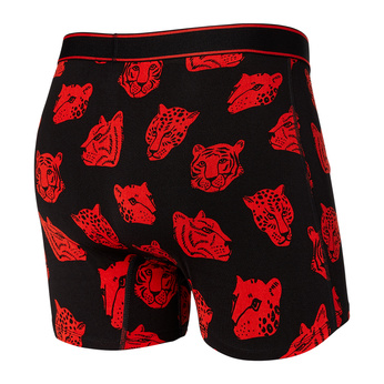 Boxershorts für Herren mit atmungsaktivem SAXX DAYTRIPPER Boxer Brief Fly mit Tiger- und Panthermuster - schwarz.