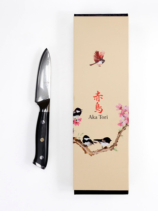 Exklusives Aka Tori Osaka Pro 3,5" Schälmesser aus Damaszener Stahl – Business-Geschenk mit Gravuroption