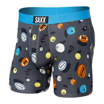 Bokserki męskie szybkoschnące SAXX VIBE Boxer Brief piłki - szare