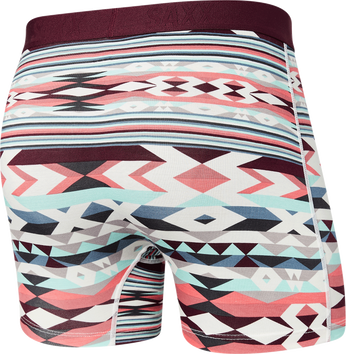 Bokserki męskie szybkoschnące SAXX VIBE Boxer Brief - geometryczny wzór - bordowy