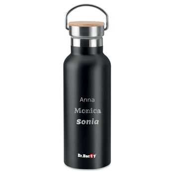Dr.Bacty Iris 500 ml Thermoflasche - schwarz - personalisiert graeremark