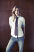 Purple shirt with a bow tie, size 43, for ladies, from the FROST brand, white/navy blue.