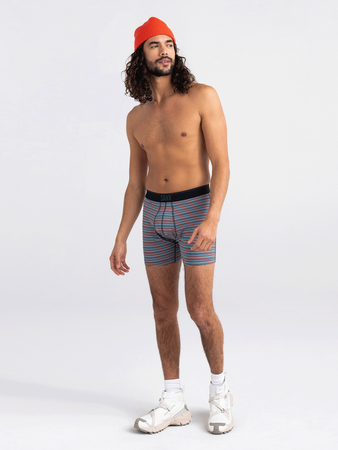 Bokserki męskie trekkingowe / sportowe z rozporkiem SAXX QUEST Boxer Brief Fly - kolorowe paski