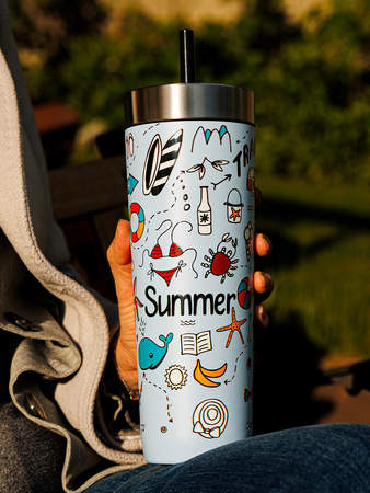 Kubek termiczny ze słomką Contigo Luxe Tumbler 720ml - Summer - Periwinkle