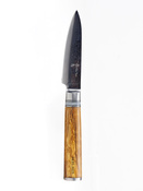 Aka Tori Engraved Damascus Steel 3.5" Paring Knife - Kyoto Olive