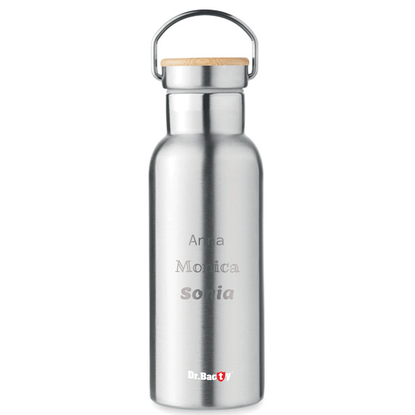 Butelka termiczna  Dr.Bacty Iris 500 ml - srebrna- personalizowana grawerem